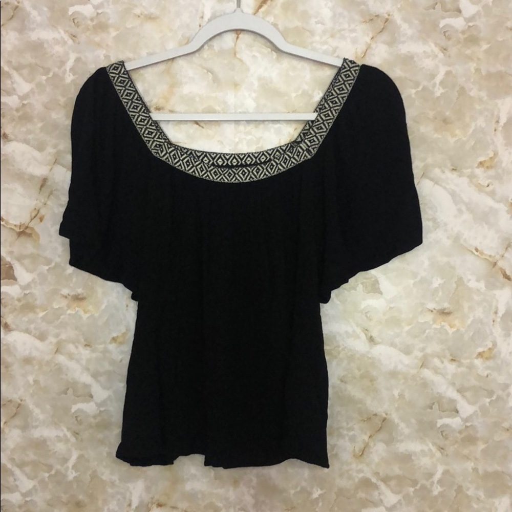 Black Square Neck Top